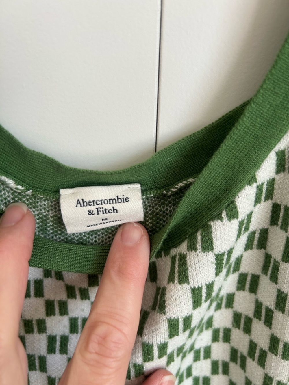 Abercrombie & Fitch Green Checker Knit Tank Top - Women's - Picture 2 of 3